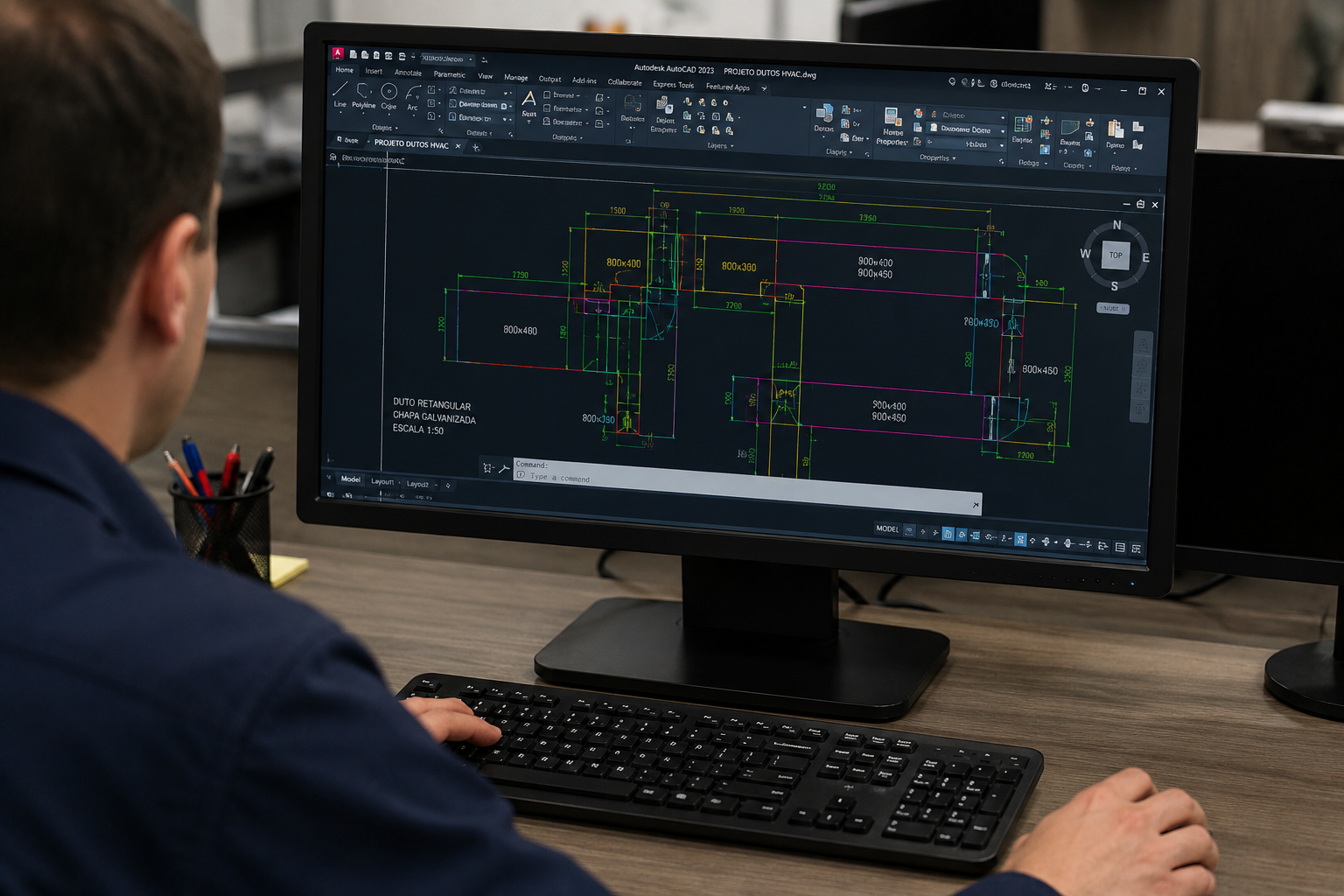 Imagem de projeto HVAC para fabricação de dutos TDC