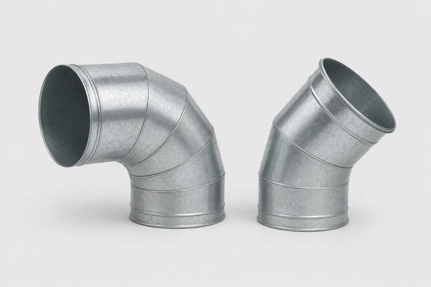 Curvas circulares de 90 e 45 graus em aço galvanizado para mudança de direção da rede